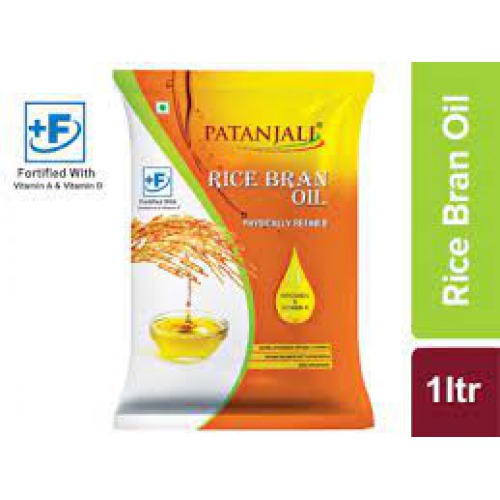 Patanjali Fortified Rice Bran Oil, 1 L Pouch