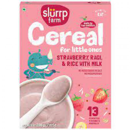 Slurrp Farm Natural Baby Cereal (Ragi, Rice & Strawberry With Milk)  200gm