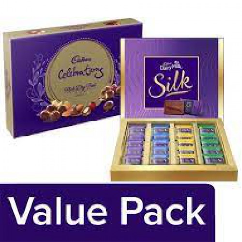 Cadbury Celebrations Rich Dry Fruits Chocolates 120G + Silk Dairy Milk - Miniatures 200G
