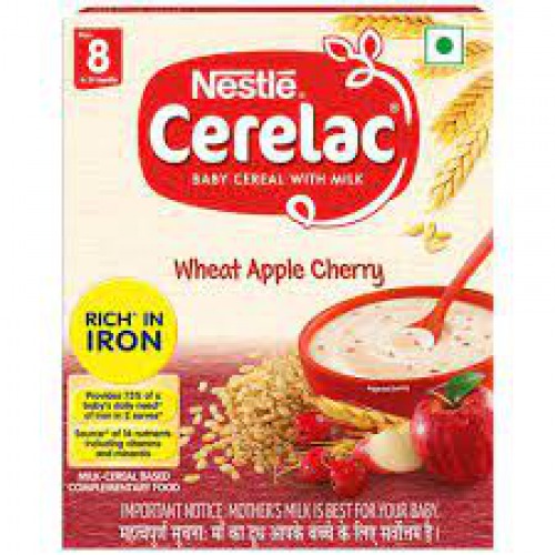 Nestle Cerelac With Milk, Wheat Apple Cherry Baby Cereal (From 8 to 24 Months)
