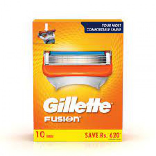 Gillette Fusion 5 Blade Shaving Cartridges - With Lubrastrip, provides Comfort, 10 pcs  500gm