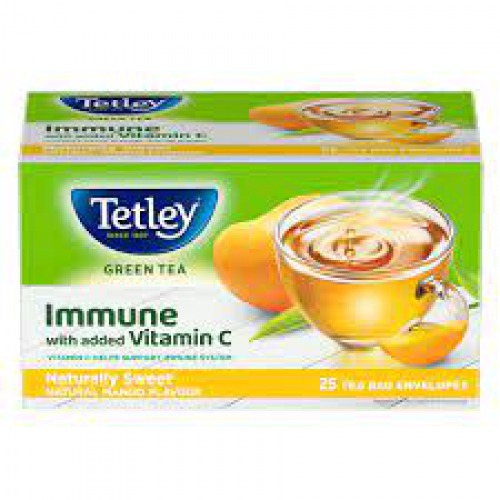 Tetley Natural Mango Flavour Green Tea - Tea Bags (Immune with added Vitamin C) 50gm