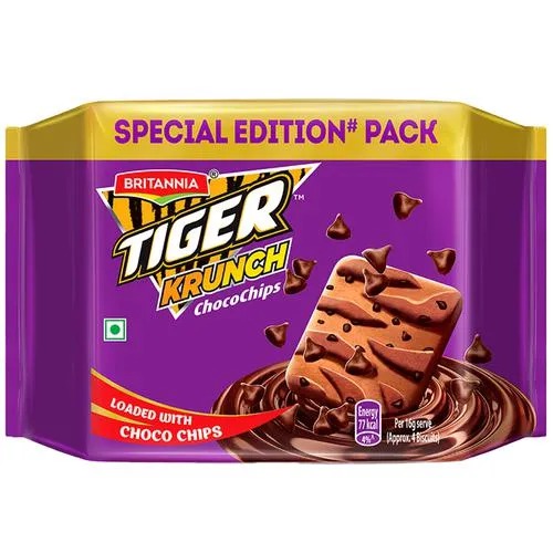 Britannia Tiger Krunch Chocochips Biscuit  130gm