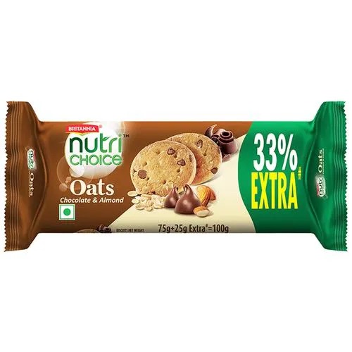Britannia NutriChoice Chocolate Almond Oats Biscuit 100gm