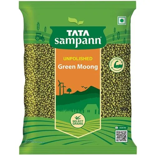 Tata Sampann Whole Unpolished Dal Green Moong (Sabut)  500gm