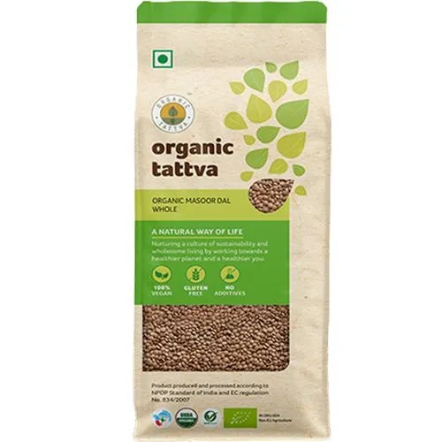 Organic Tattva Whole Organic Masoor Sabut  500gm