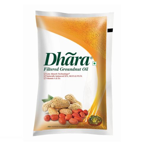 Dhara Groundnut Oil Pouch, 1L
