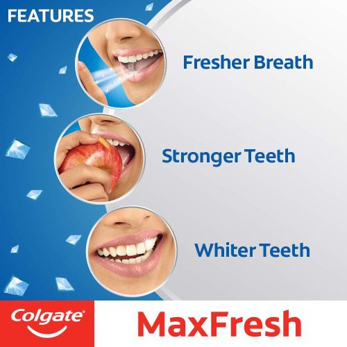Colgate MaxFresh Toothpaste, Blue Gel Paste with Menthol for Super Fresh Breath, (Peppermint Ice)
