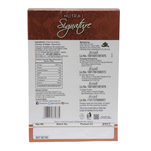 Nutraj Signature Dried Figs (Anjeer) 400gm - Vacuum Pack