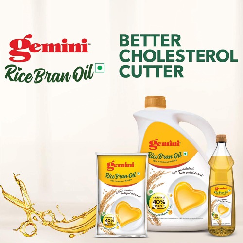 Gemini Refined Rice Bran Oil Pouch, 1L