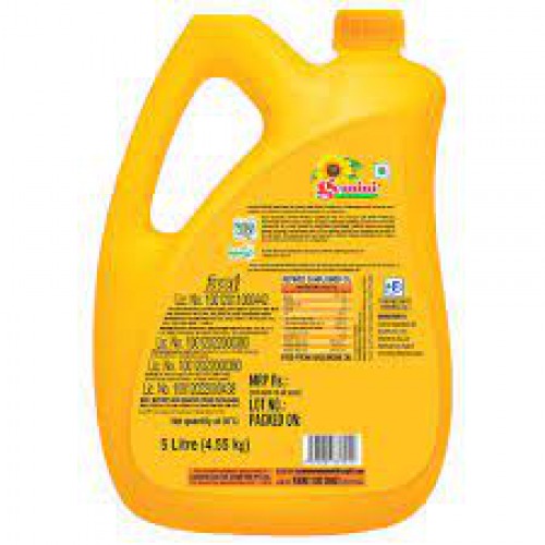 Gemini Sunflower Oil - With Nutri Fresh Technology, 5 L Jar