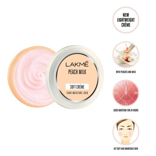 Lakme Peach Milk Soft Creme (Cream), Light Weight With 24Hr Moisture Lock, 250 g